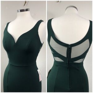 NWT B Smart Green Formal Prom Event Evening Mesh Insert Mermaid Maxi Dress 5/6